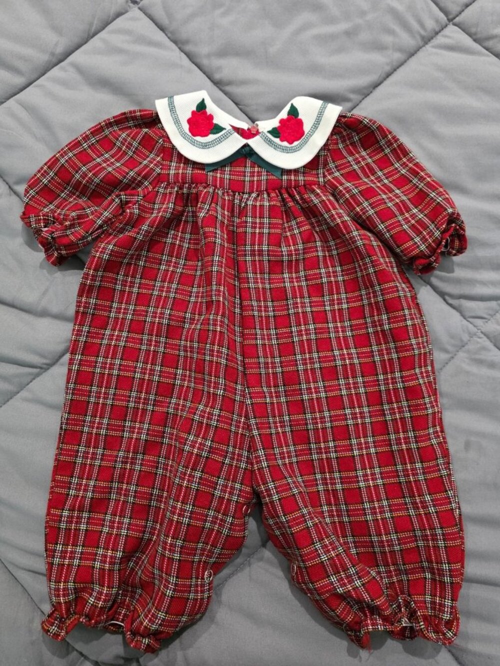 Vintage Plaid Baby Romper GoodLad Christmas Outfit 3-6 Months Holiday Plaid